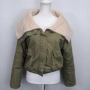 Unif Olive Green Faux Sherpa Lined Casual Jacket